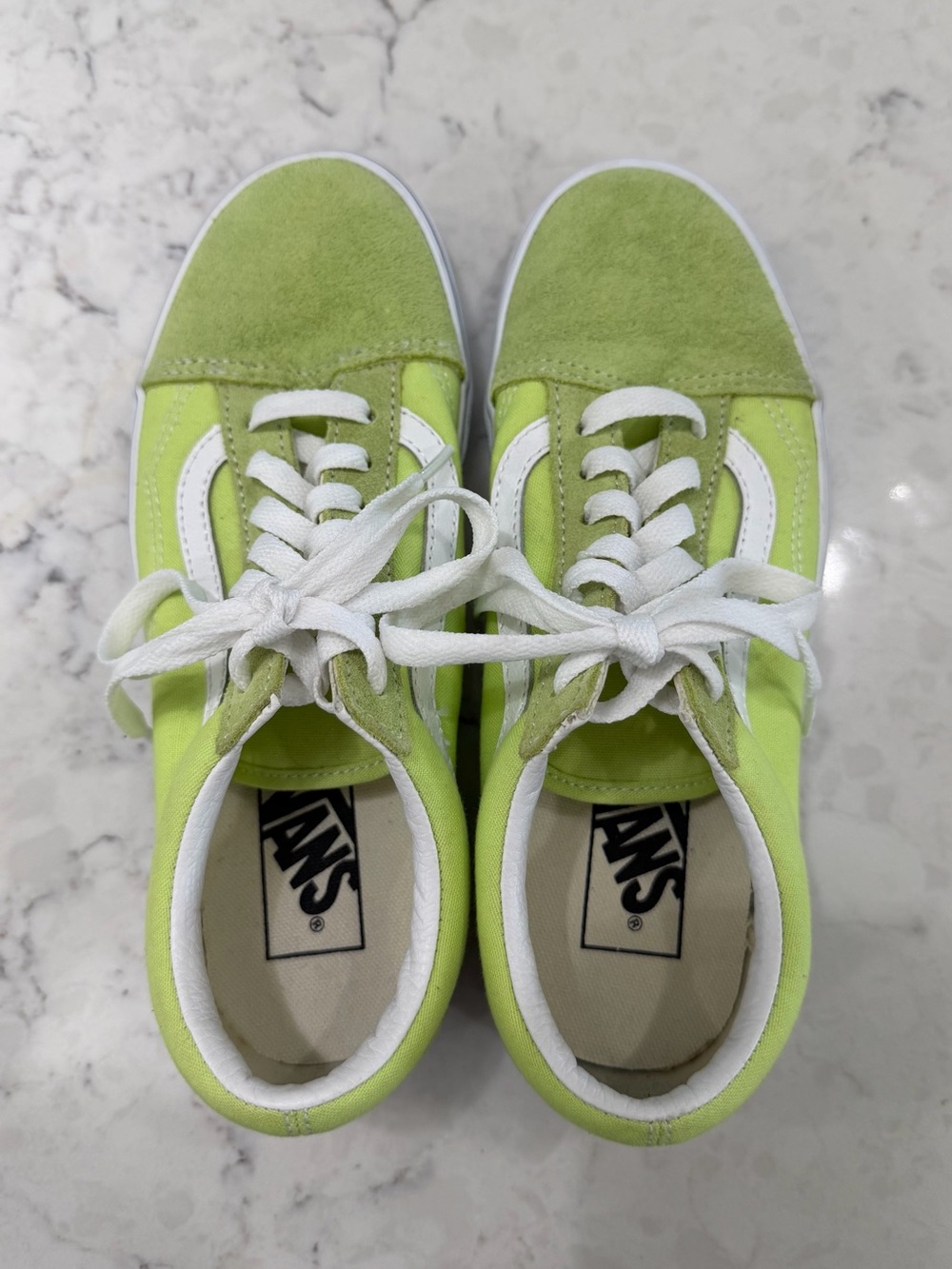 NEW Vans Lime Green & White Low-Top Skate Shoes Men’s 5 or Women’s 6.5